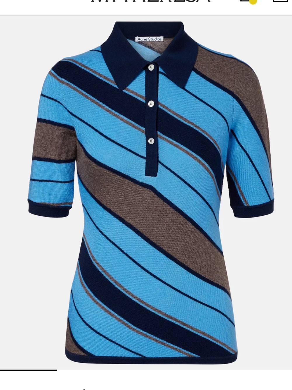 Acne Studios knit Blue & Brown Diagonal Stripe Polo